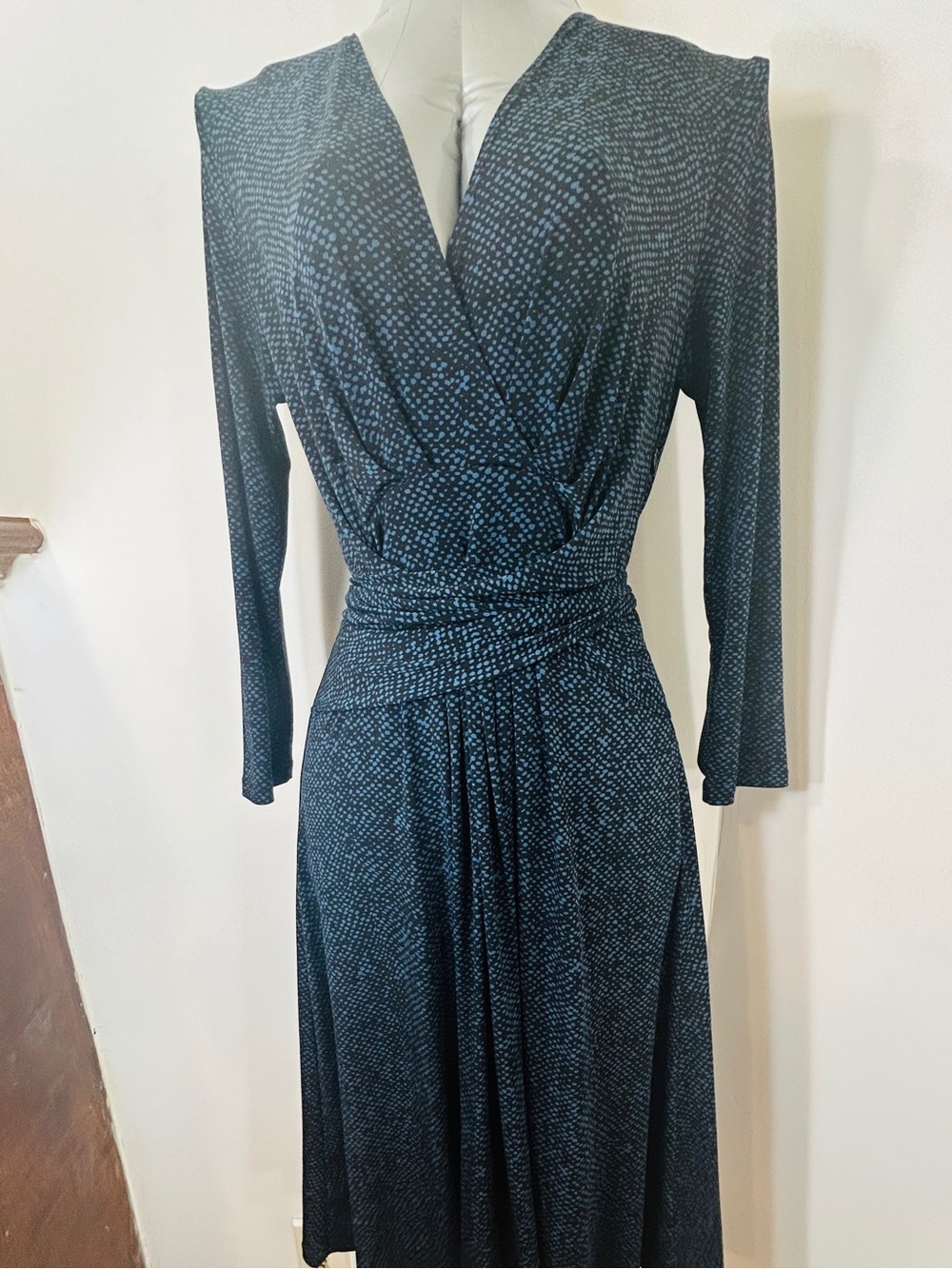 Calvin Klein Teal and Black Surplice Wrap Dress